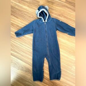 Columbia Blue and Gray Footies with Teddy Hood and Zipper size 18-24 M